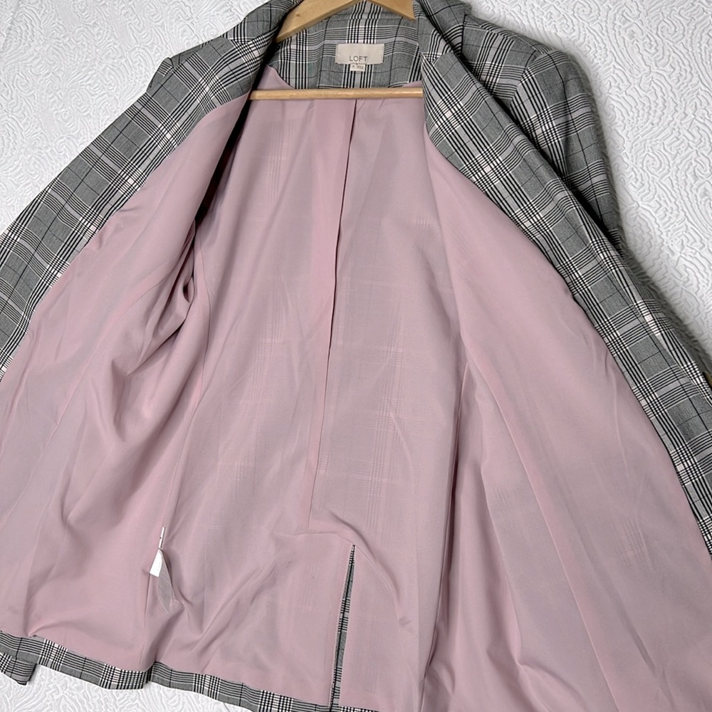 LOFT Gray Plaid Single-Button Blazer - Picture 5 of 7